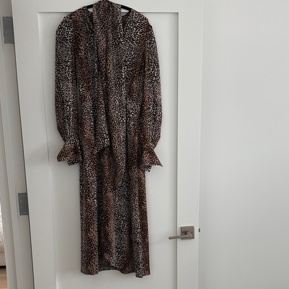 Equipment Brown and Black Long Sleeve Dress size small